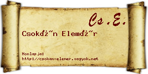 Csokán Elemér névjegykártya